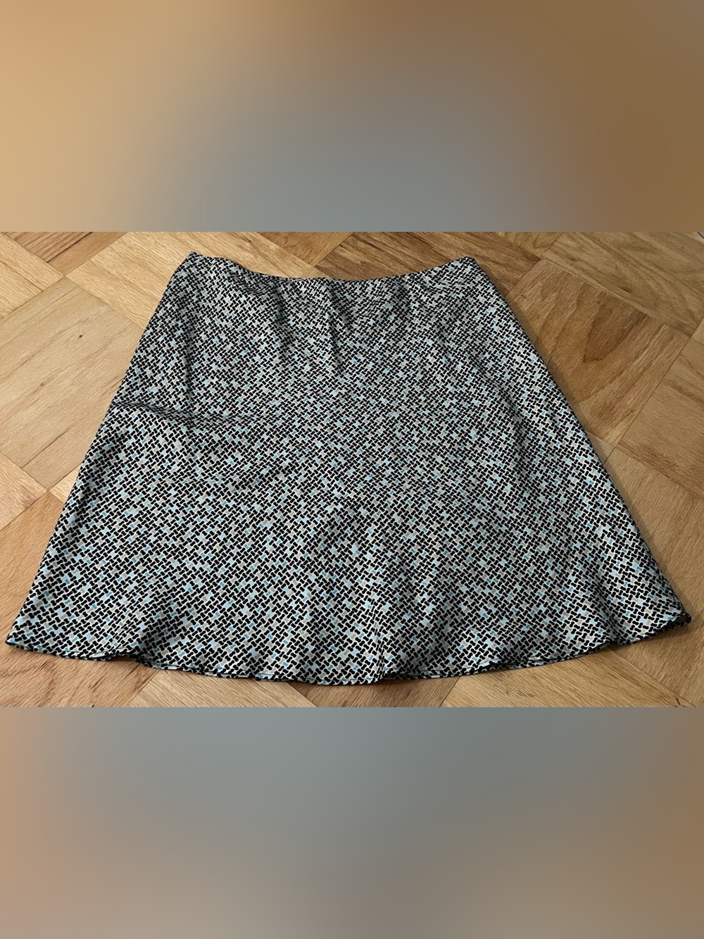 Statements by Danielle Black Lined Floral Silk A-line Skirt Petite Size 12P
